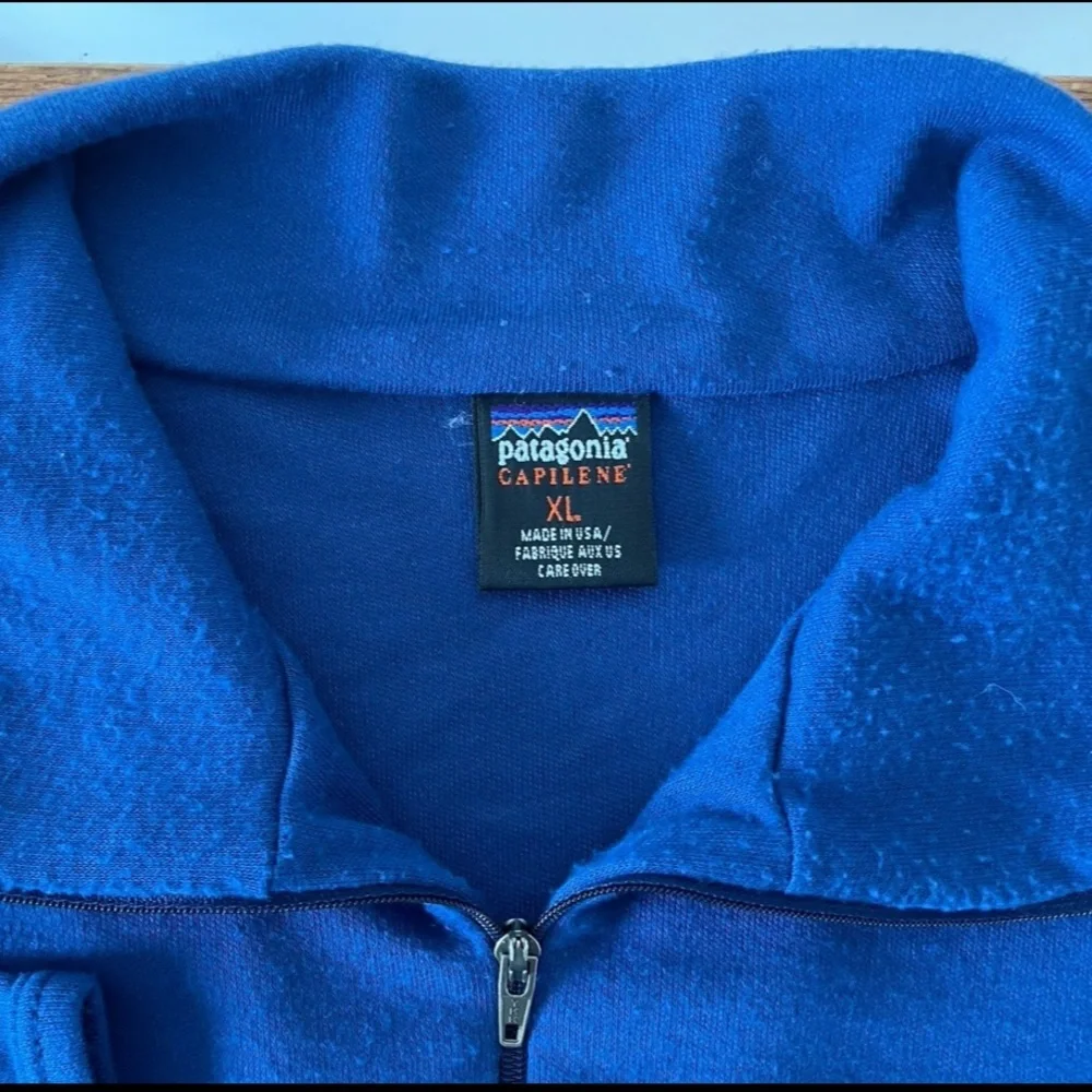 Vtg Patagonia Capilene 1/4 Zip Shirt Navy Blue Baselayer USA Made Men’s XL